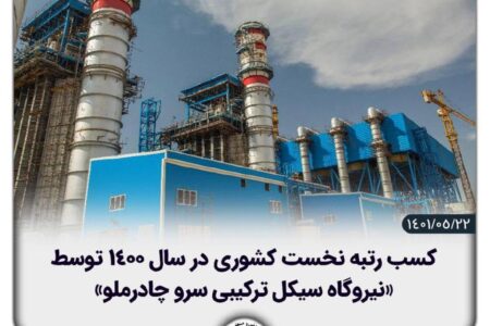 کسب رتبه نخست کشوری توسط ‘نیروگاه سیکل ترکیبی سرو چادرملو’